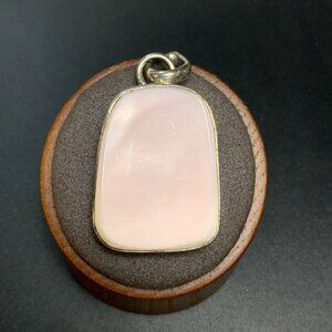 VTG Solid Sterling Silver 925 Fine Pink Shell Pendant 7.5mm Size 1.5'' Length